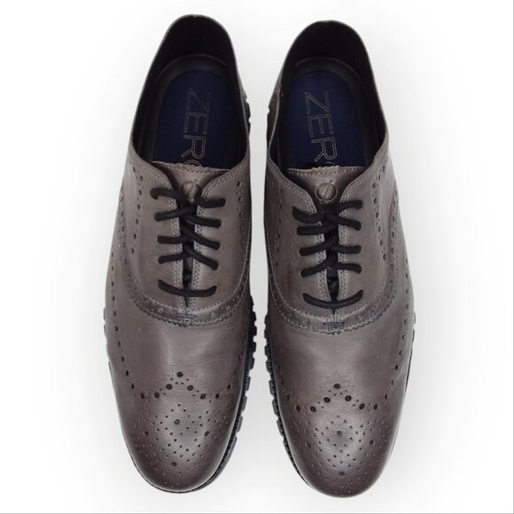 Cole Haan Zerogrand Wingtip Oxford Leather Shoes Size 10.5 Burnished Pavement